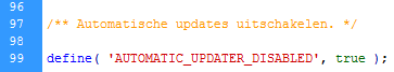 automatische updates uitschakelen in wordpress